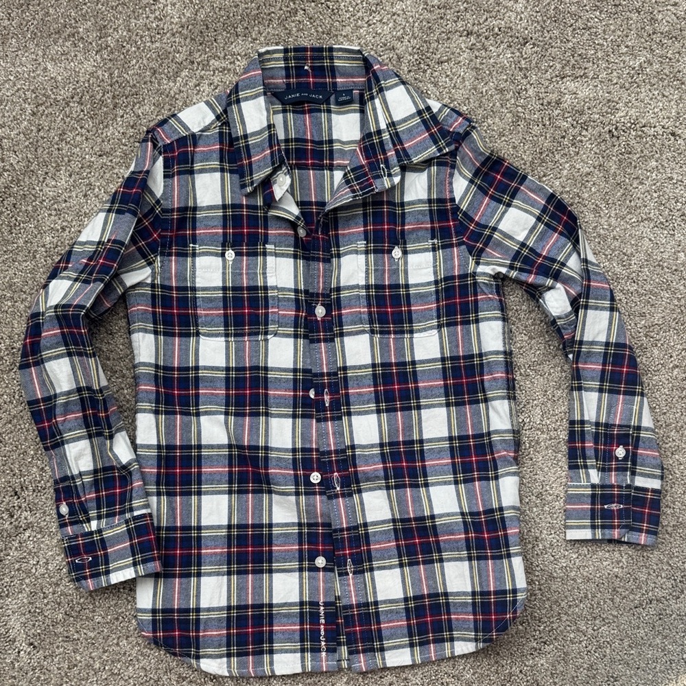 Boys Janie and Jack plaid button down shirt.